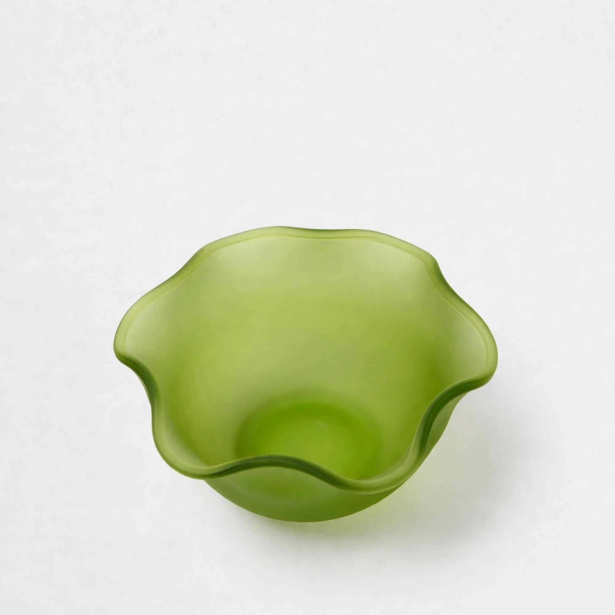 Green Glass Bowl — Satin glass, Catchalls